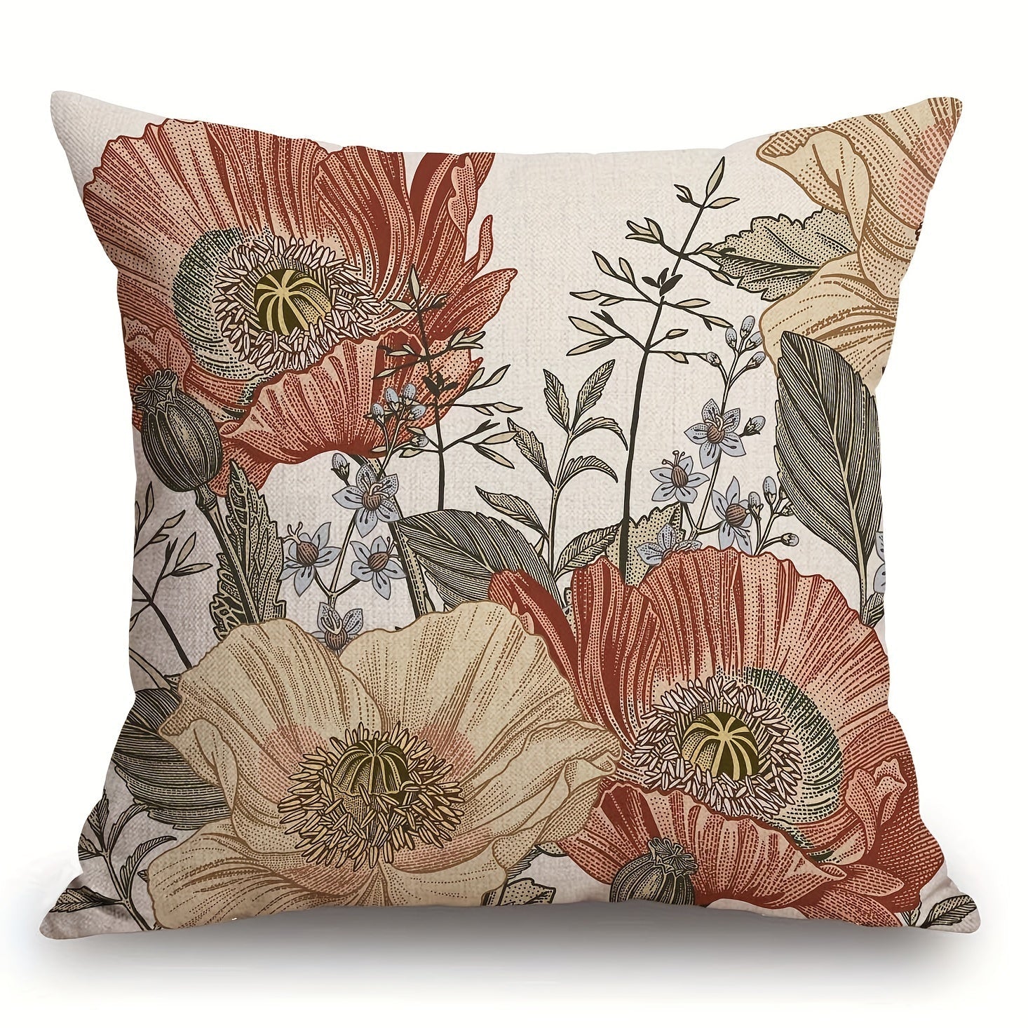 Vintage Floral Pillow Cover 45x45 cm Polyester Decorative Couch Sofa Accent