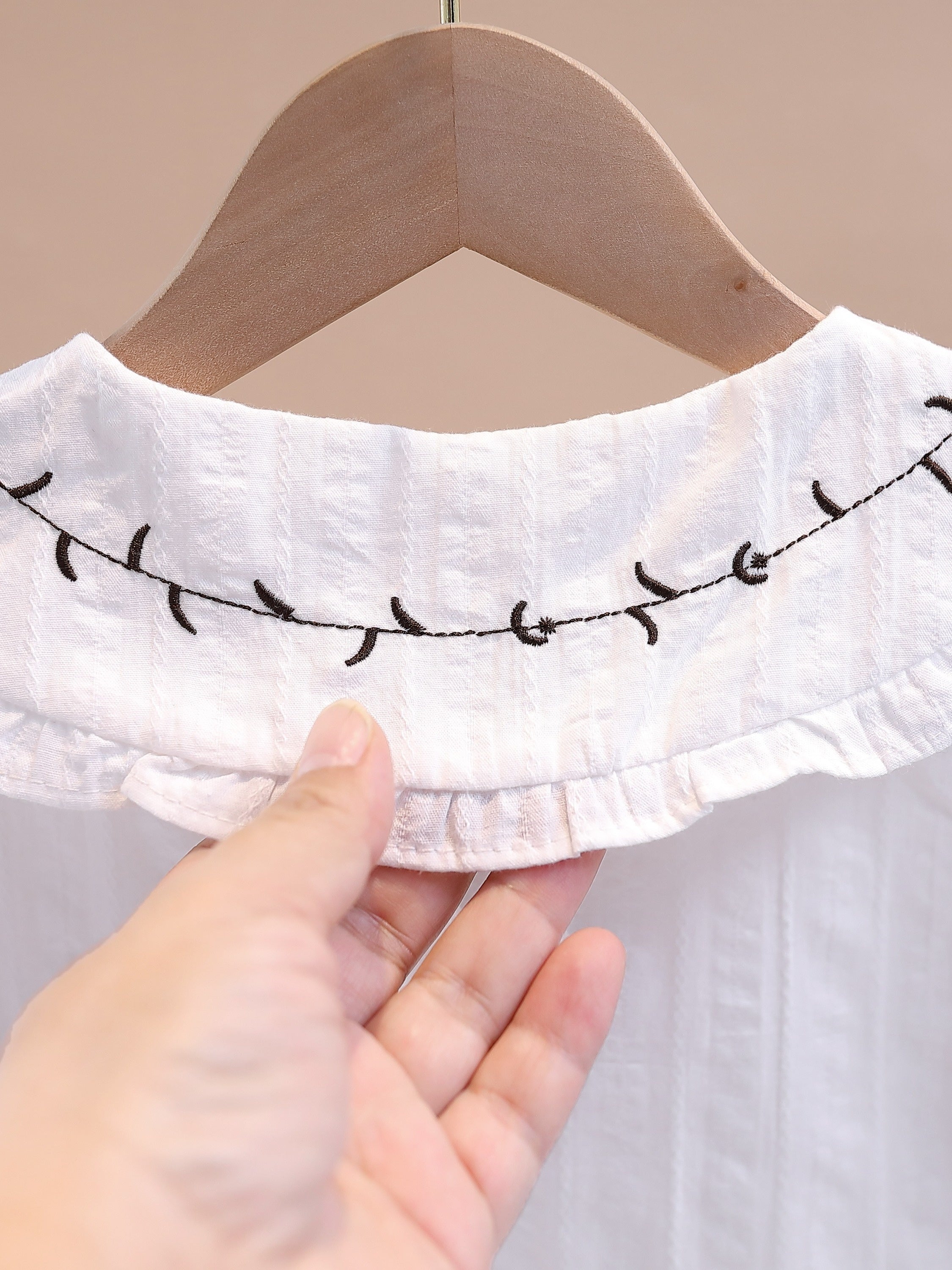 Девочковая цветочная рубашка с рюшей из хлопкового смесового материала для весны и осени