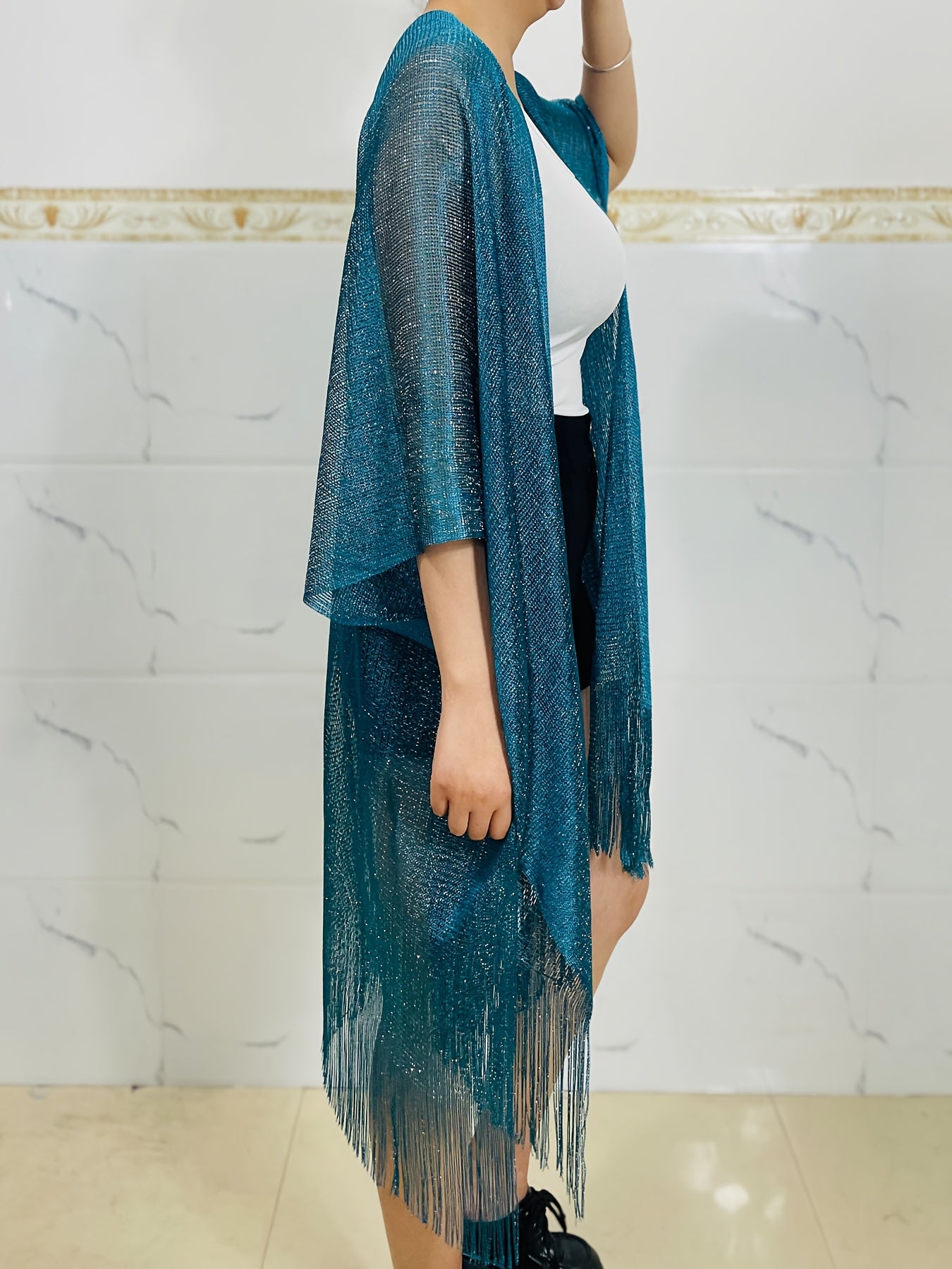 Plus-Size Women's Lightweight Batwing Scarf Shawl Semi-Sheer Cover-Up