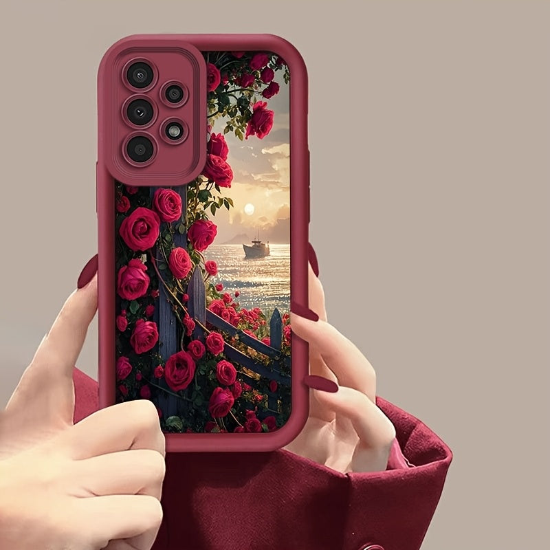 Fashionable Sail Rose TPU Phone Case for Samsung Galaxy Models Anti-Dust Durable