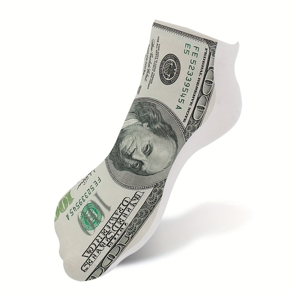Men's Novelty Currency Pattern Socks Polyester Geometric Fun Gift
