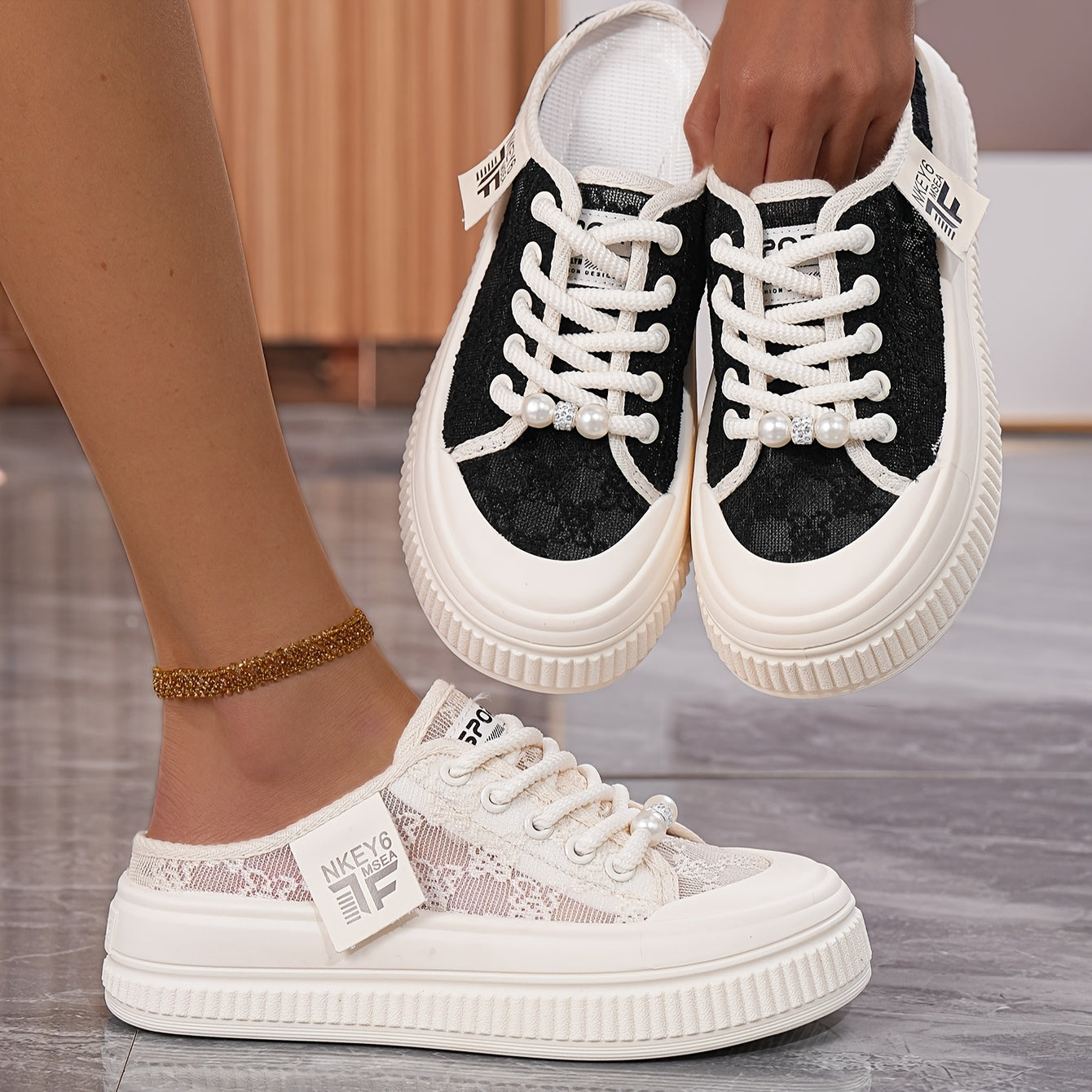 Women's Chunky Platform Sandals Breathable Mesh PU Upper White Summer Shoes