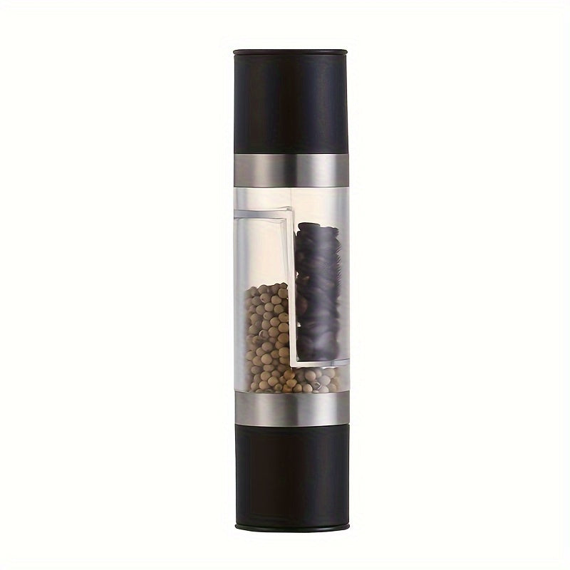 Dual-Function Acrylic Pepper and Sea Salt Grinder Stainless Steel Transparent Manual Spice Mill