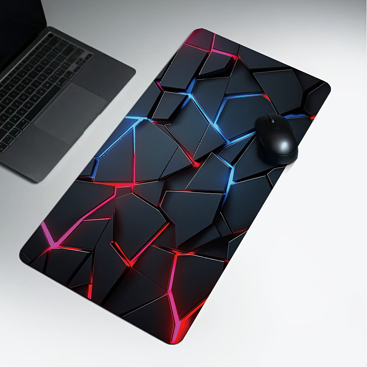 90x40cm Rectangle Gaming Mouse Pad with Red and Blue Gradient Non-Slip Rubber Base
