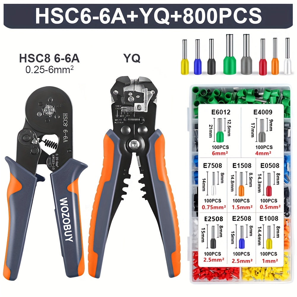 Ratchet Crimping Tool Set with Wire Stripper and Pliers Carbon Steel No Power Needed