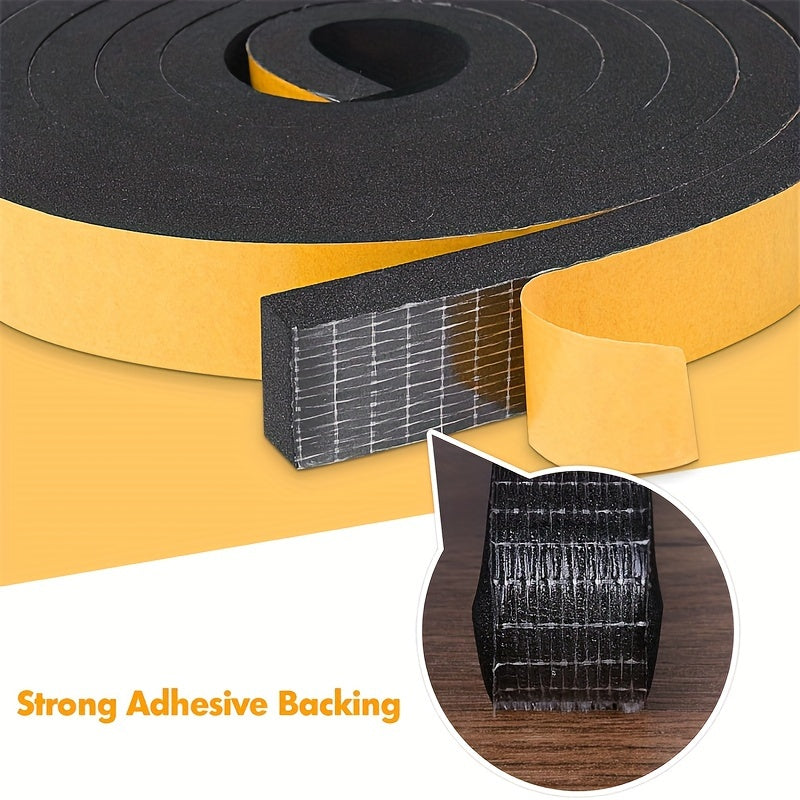 Foam Insulation Tape 3 Rolls Black Weather Stripping Soundproof Windproof Air Conditioning