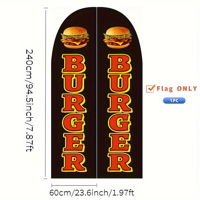 Outdoor Advertising Flag Polyester Digital Printed for Promoting Hamburger Products 110G Warp-Knitted Fabric