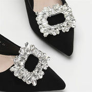 Women Crystal Shoe Clips 1 Pair Removable Rhinestone Buckle Decor