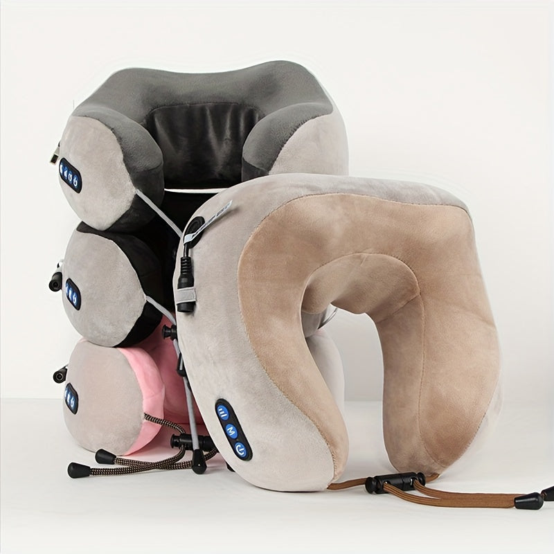 Electric Neck Massage Pillow U-Shaped Rechargeable USB Powered