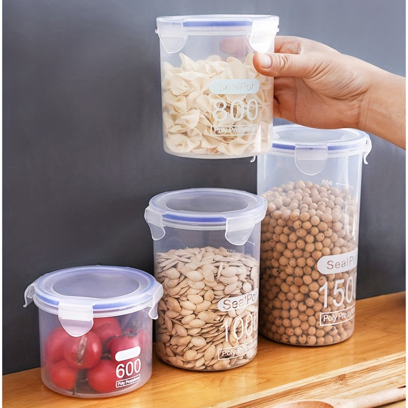 Set of 4 Glass Storage Jars with Lids for Kitchen Snacks and Organization