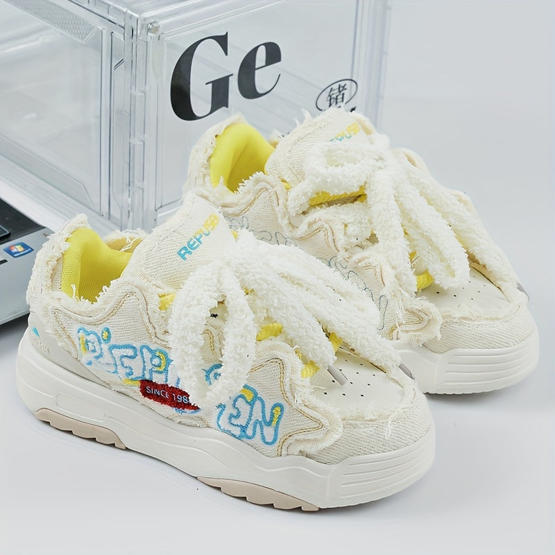 Women Casual Tassel Sneakers Microfiber All-Season Low Top Lace-Up Shoes