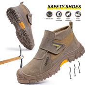 Men's Safety Work Shoes Steel Toe Round Toe Mid-Top All-Season Fire Retardant Anti-Slip Rubber Sole