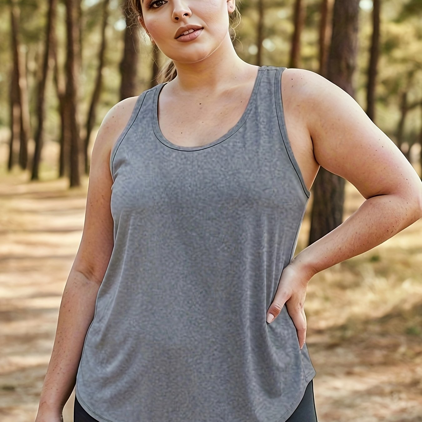 Plus Size Women's Sleeveless Tank Top Breathable Elastic Fit for Yoga Workout