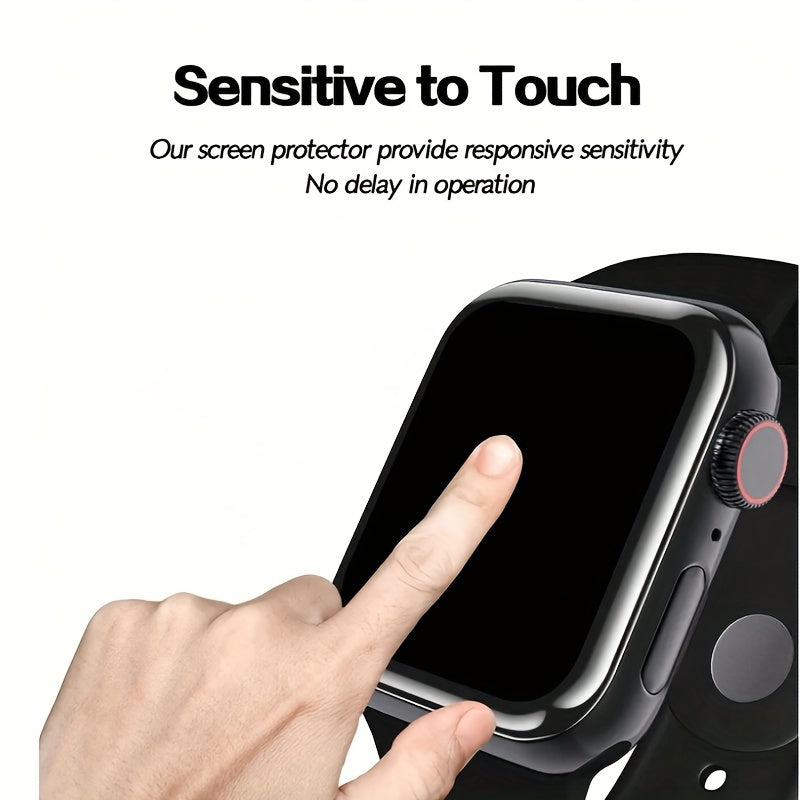 4-Pack Glossy Soft Glass Smartwatch Screen Protectors for Apple Watch SE/3/4/5/6/7/8 Full Coverage 9D Plastic Film