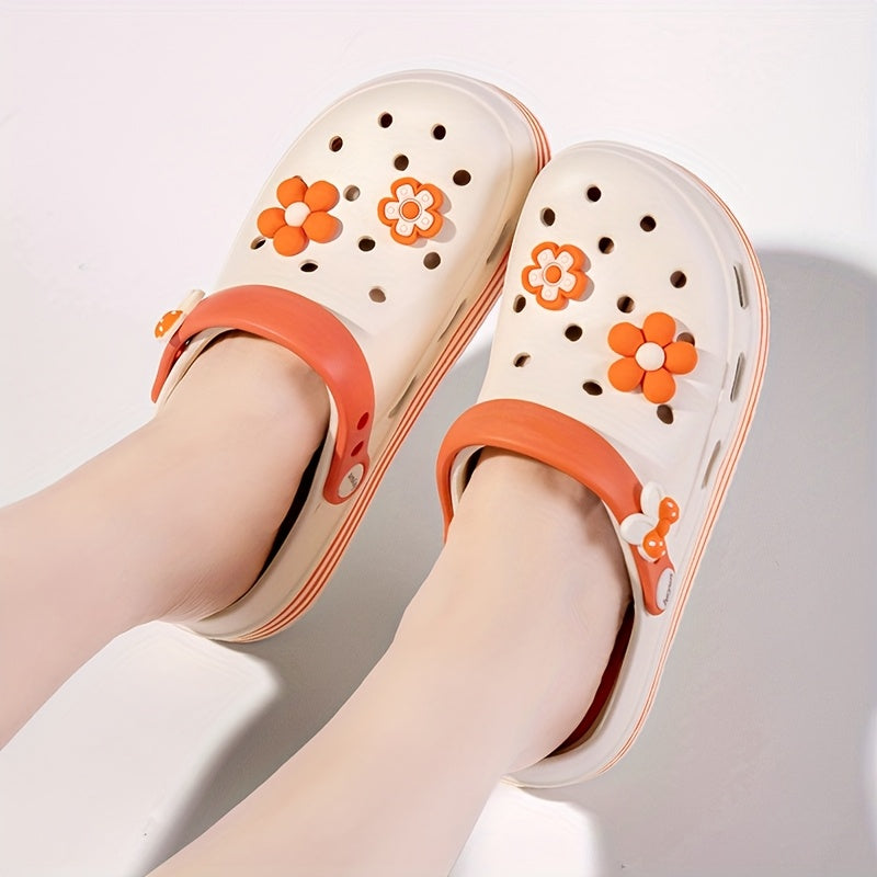 Women's Floral Embellished EVA Slip-On Clogs Breathable Non-Slip Sandals