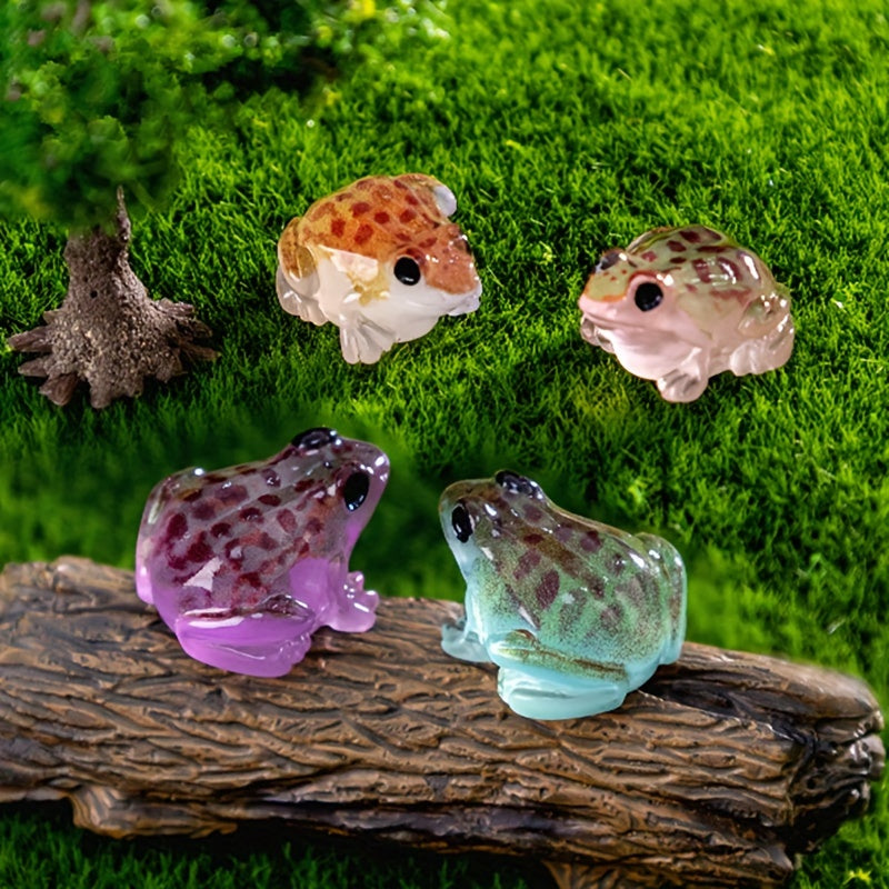 6 dona Yorug‘ resin qurbaqa statuyalari Avtomobil bog‘ dekoratsiyalari Rang-barang