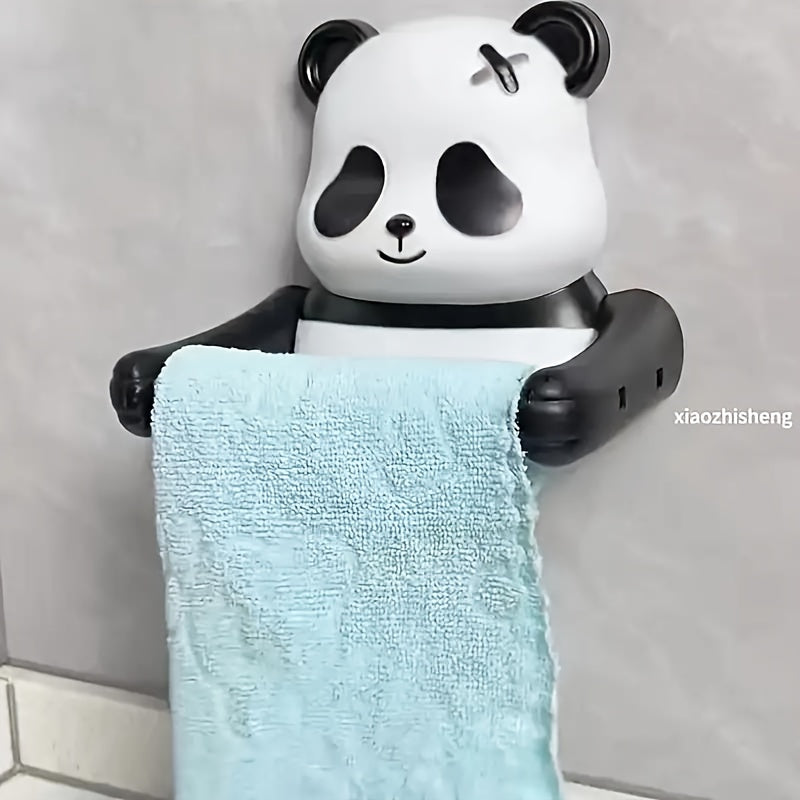 Panda Cartoon Wall Mount Toilet Paper Holder Waterproof Plastic Easy to Install