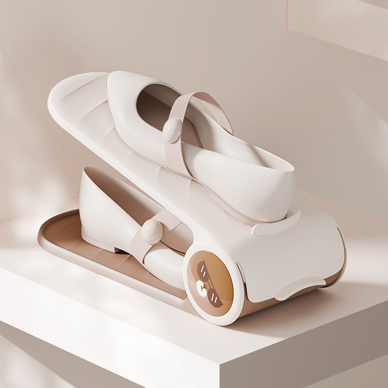 Регулируемая пластиковая полка для обуви - двухслойный органайзер для обуви для гостиной или общежития - неэлектрический напольный шкаф для хранения обуви