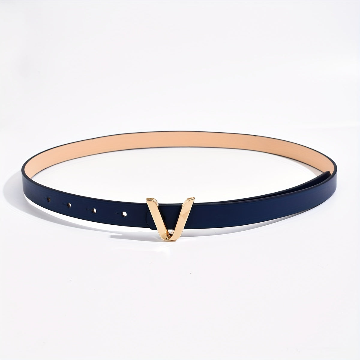 Women's Gold Belt with V-Shaped Buckle Minimalist Fashion Accessory