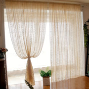 Hollow Striped Yarn Curtain Japanese Style Rod-Mounted Window Screen for Living Room Bedroom