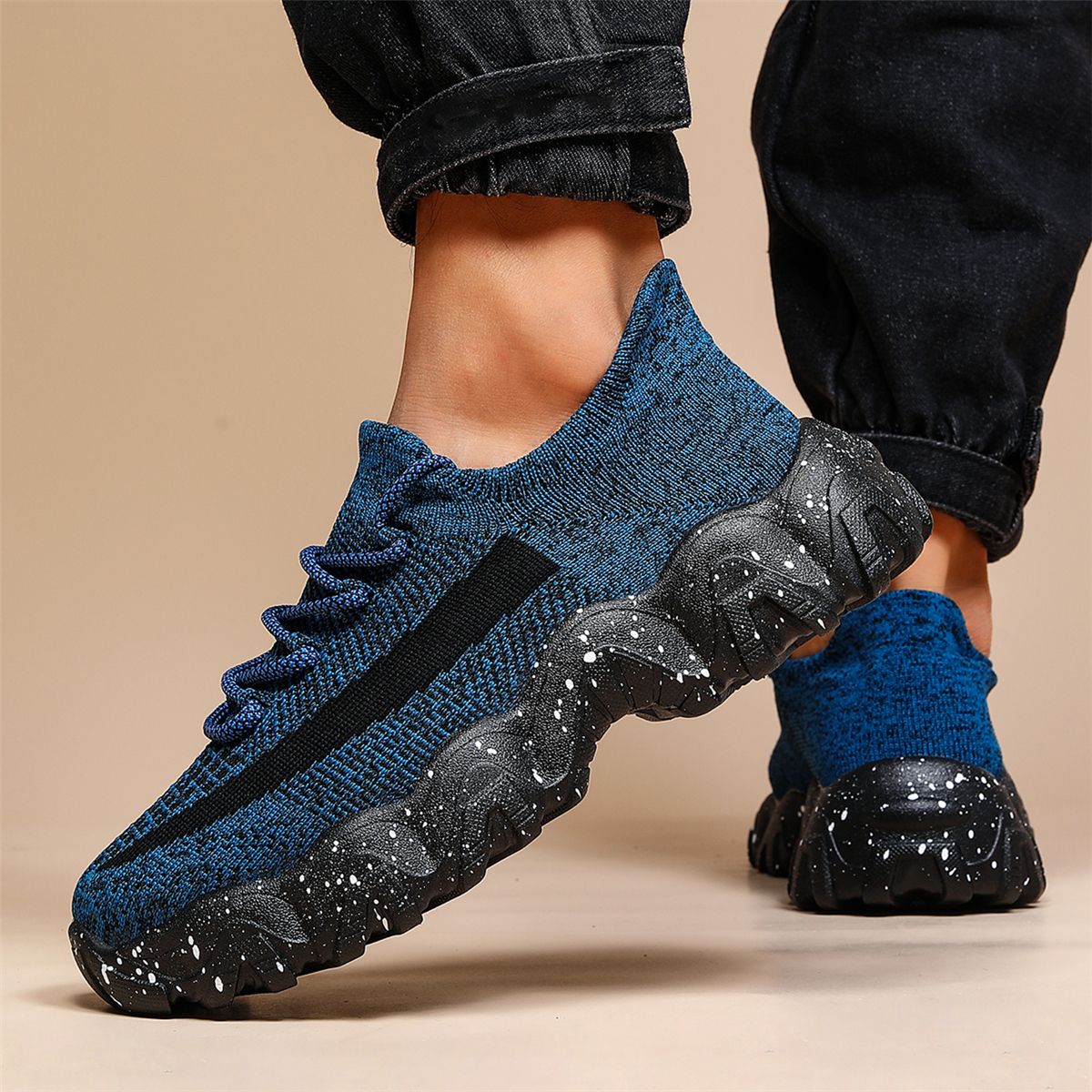 Men's Woven Fabric Sneakers Casual Sport Lace Round Toe Spring