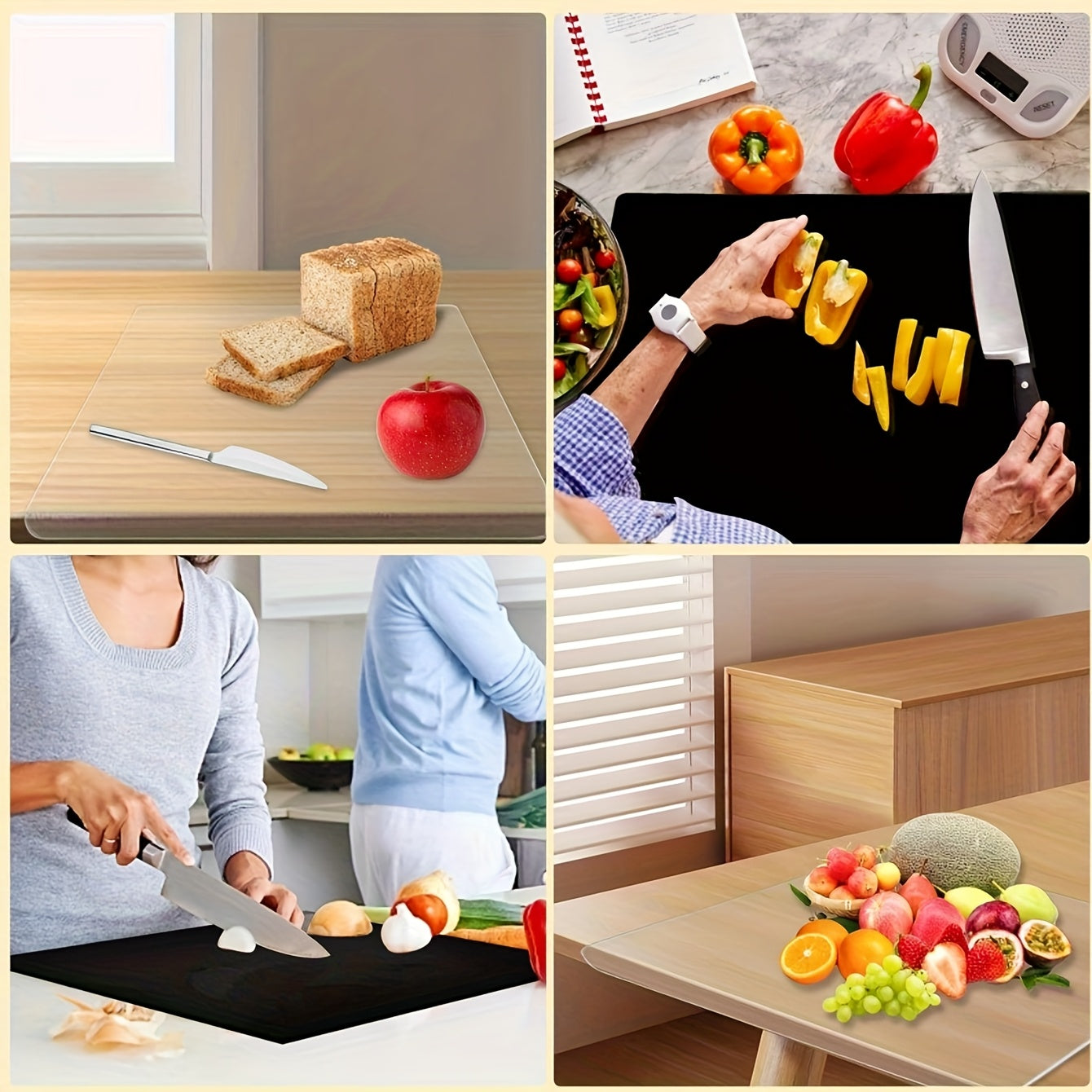 Large Black Cutting Board with Lip Edge Non-Slip Kitchen Countertop