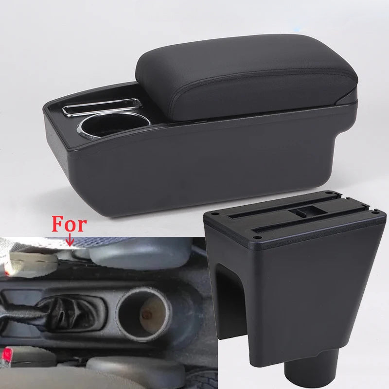 Car Interior Armrest Box Cup Holder Storage for Small Cars Black