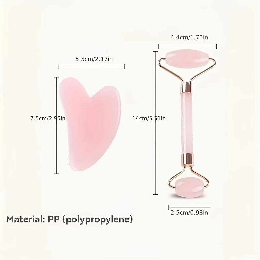 Facial Massage Tools Set Dual Head Roller Heart-Shaped Scraping Board Odorless Battery-Free