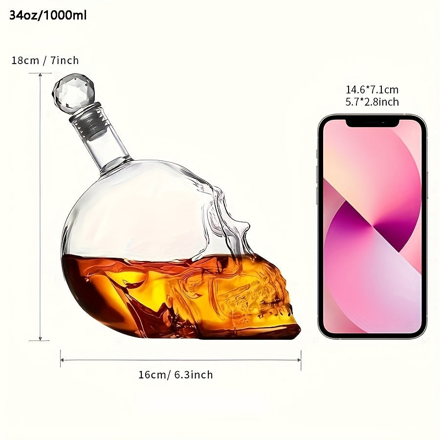 Bosh shaklidagi dekantor, qopqoq bilan, 1000ml hajm, viski, spirtli ichimliklar, vodka, vino va burbon uchun mos. Erkaklar va ayollar uchun ideal sovg'a.