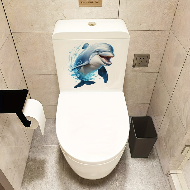 Waterproof Wall Decals for Bathroom and Living Room, Dolphin and Ocean Friends PVC Stickers