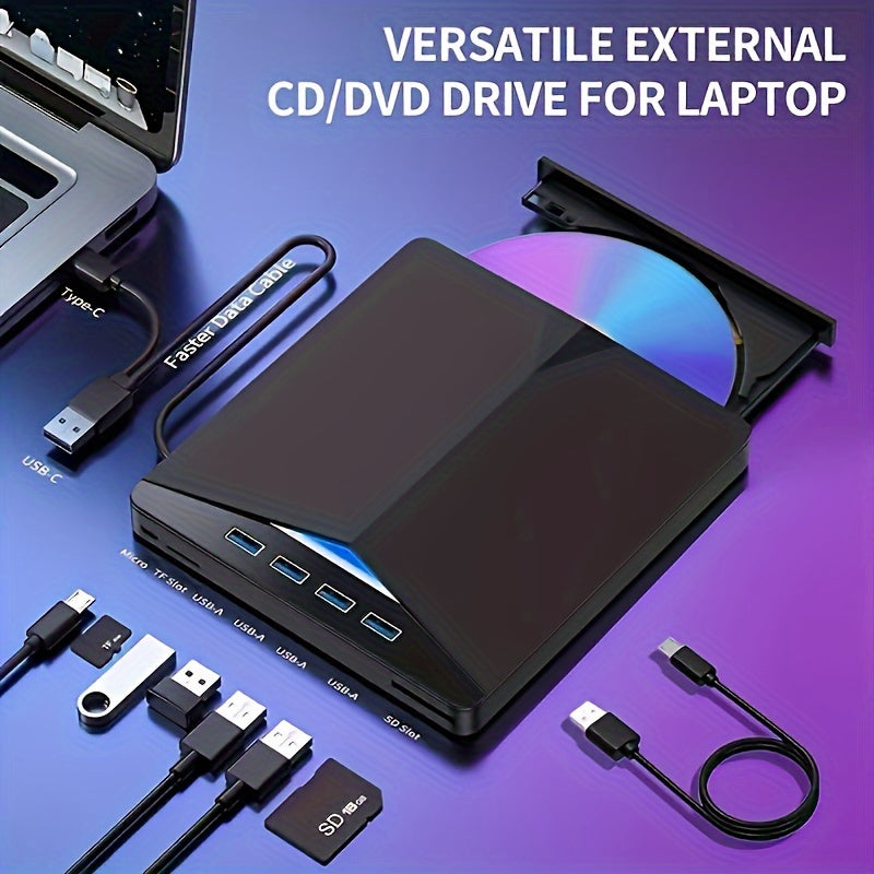 7-in-1 External CD/DVD Drive USB 3.0 Compatible with Laptop Desktop Mac No Battery