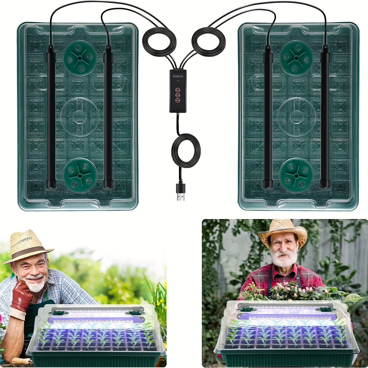 Seedling Starter Kit with 2 Trays High Dome 80 Cells LED Grow Lights Timer