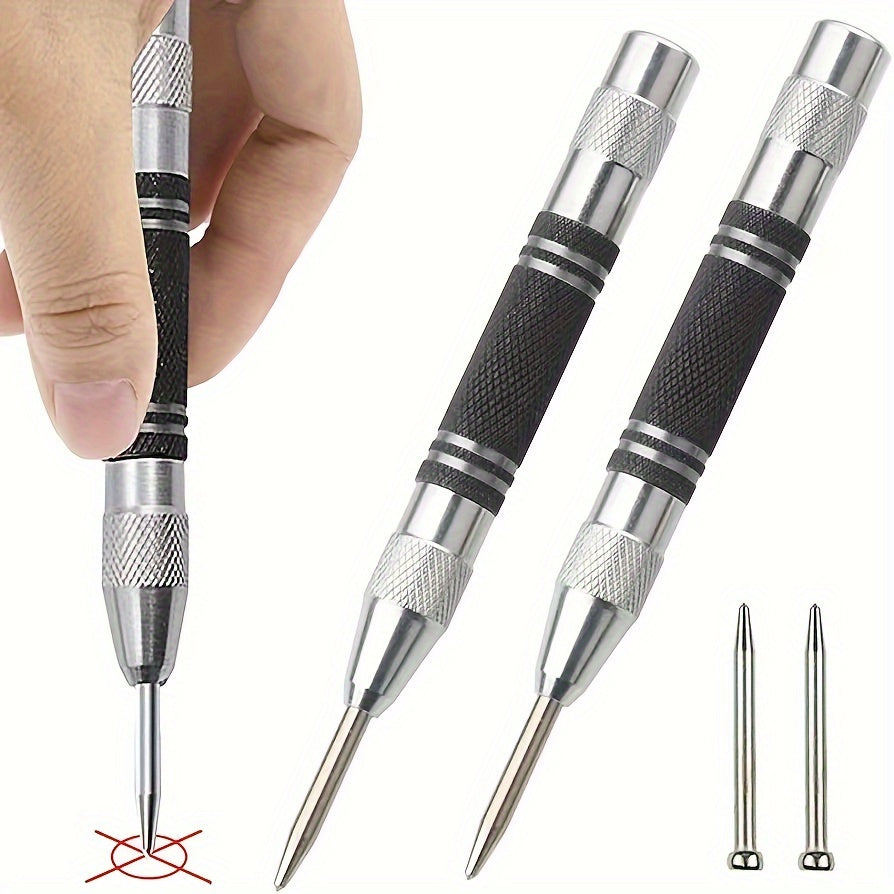 Automatic 130mm High-Speed Steel Center Punch Durable Aluminum Alloy Hand Tool for Metal Wood Glass