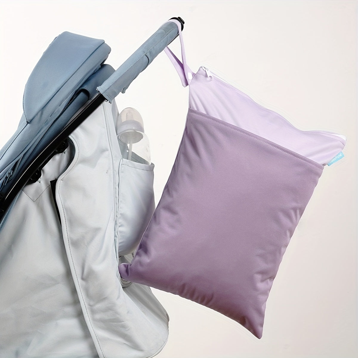 Ikki fermuarlı suv o'tkazmaydigan bolalar sumkasi, 30*40 sm - HappyFlute yuviladigan nam-quruq sayohat sumkasi, bolalar pamperslari va hayz to'plari uchun