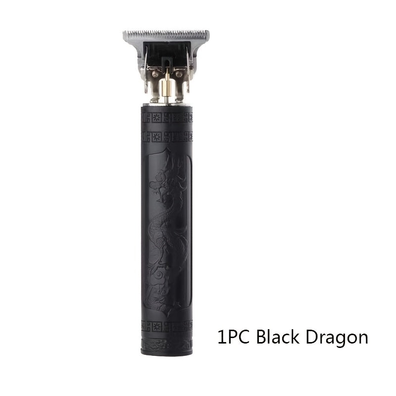 Cortapelos eléctrico para hombres dorado con diseño de dragón, recargable por USB, batería de litio
