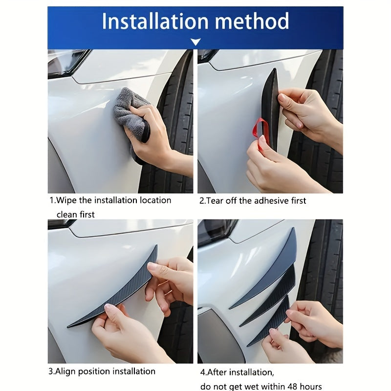 6Pcs Carbon Fiber Car Bumper Protector Anti-Scratch Corner Guard Spoiler Sticker