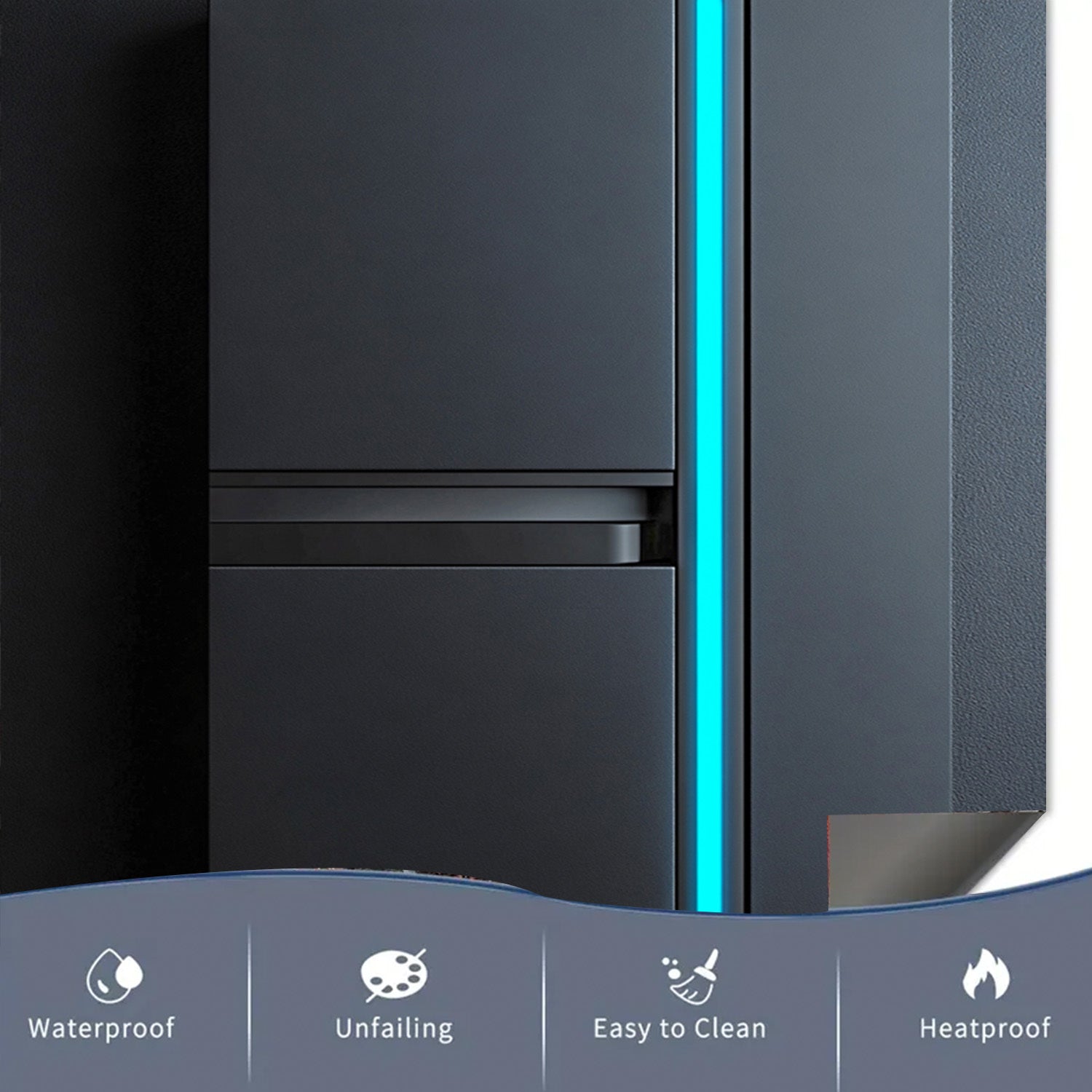 Cubierta de imán para lavavajillas negro, panel metálico resistente al agua y al calor, decal 58.5x65 cm