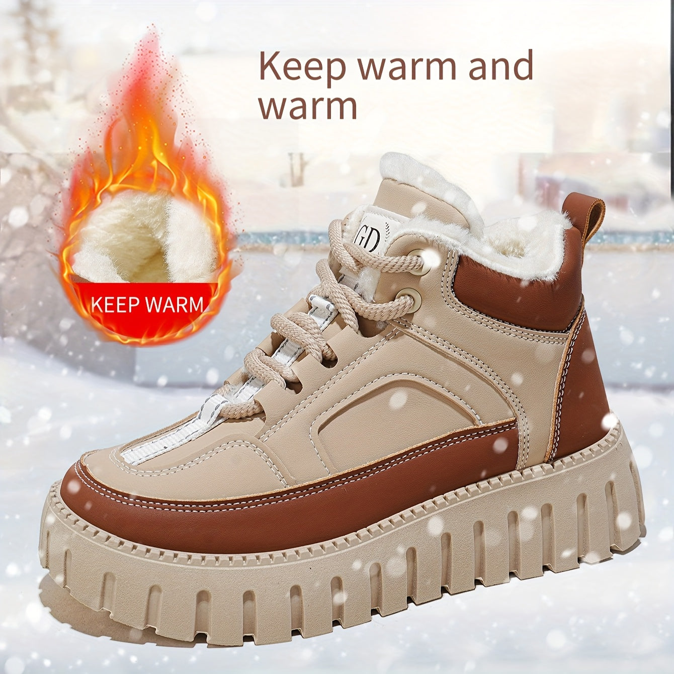 Women’s Winter Snow Boots with Thick Platform Non-Slip Rubber Sole