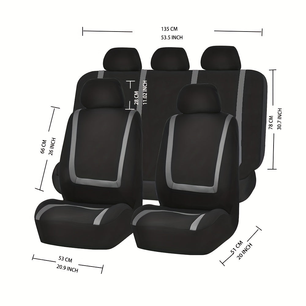 Car Seat Cover Set Black Polyester Sponge U-Shaped Splice 9pcs
