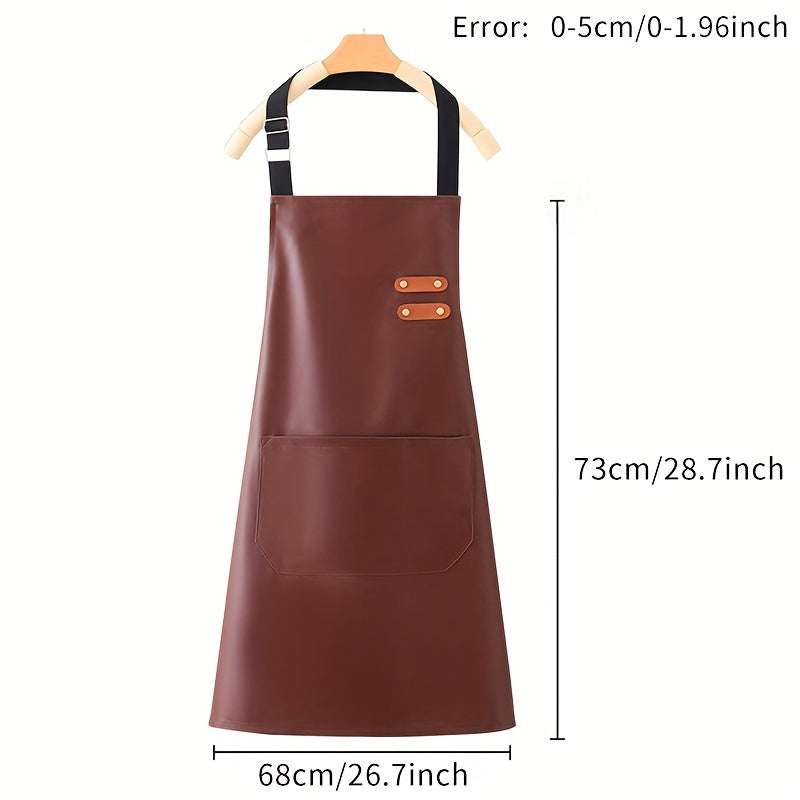 Fake Leather Apron for Cooking and Baking Durable Kitchen Apron with Adjustable Neck Strap