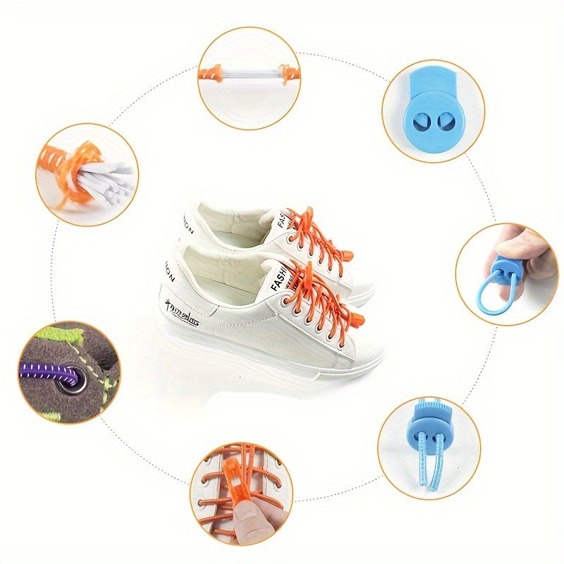 2 Pairs Elastic No Tie Shoelaces for Adults Sports Sneakers Rope Laces