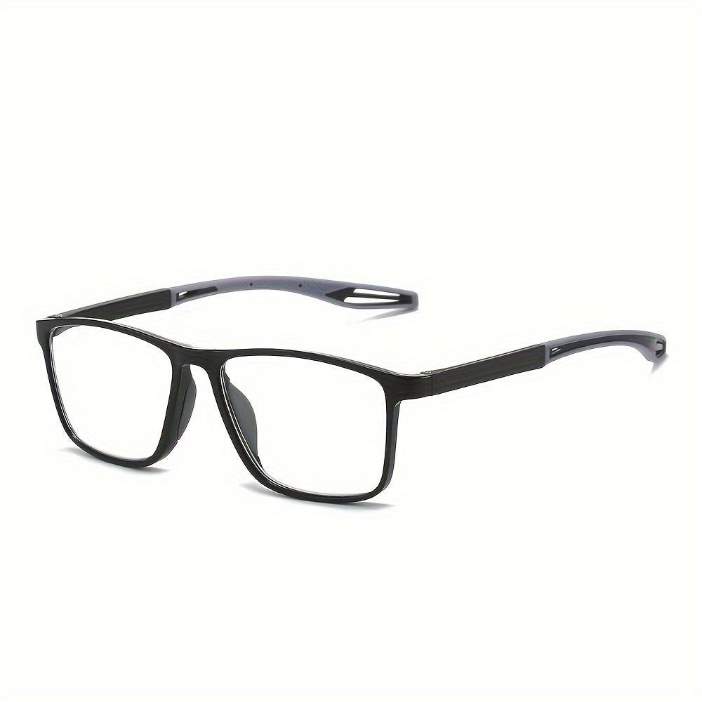 Unisex Lightweight Blue Light Blocking Reading Glasses with Smoky Gray Rectangular Frame and Orange Detail