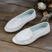 Women's Slip-On Flats Leather PU Round Toe Breathable Casual Formal Shoes