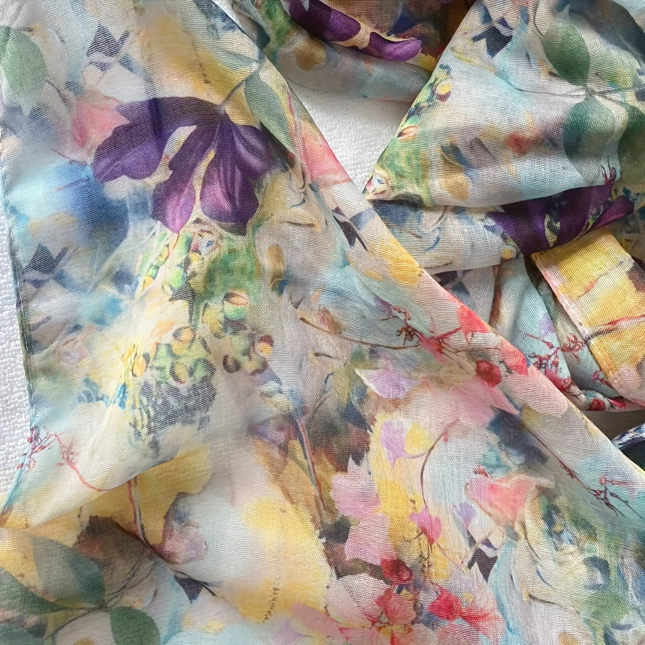 Women Boho Chic Bali Yarn Scarf Lightweight Floral Shawl for Everyday Wear