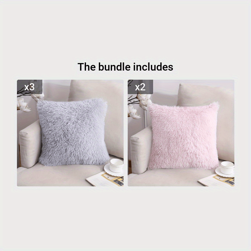 40.64 cm Fuzzy Throw Pillow Cover with Zipper Square Cushion Cover for Sofa Bed Decor