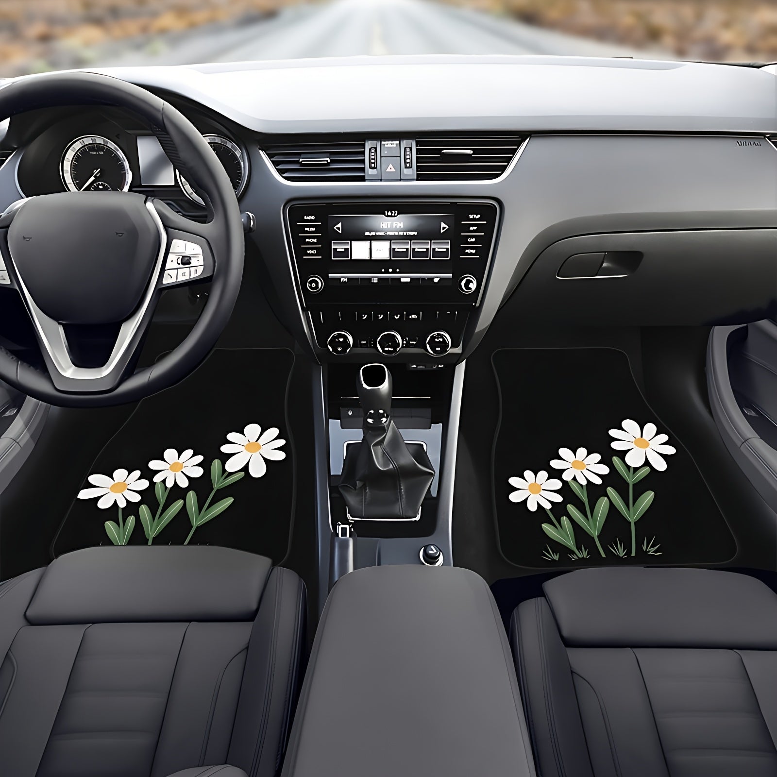 Oq Daisy bosma avtomobil pol mato to'plami sedan va SUV uchun, sirpanmaydigan, bardoshli