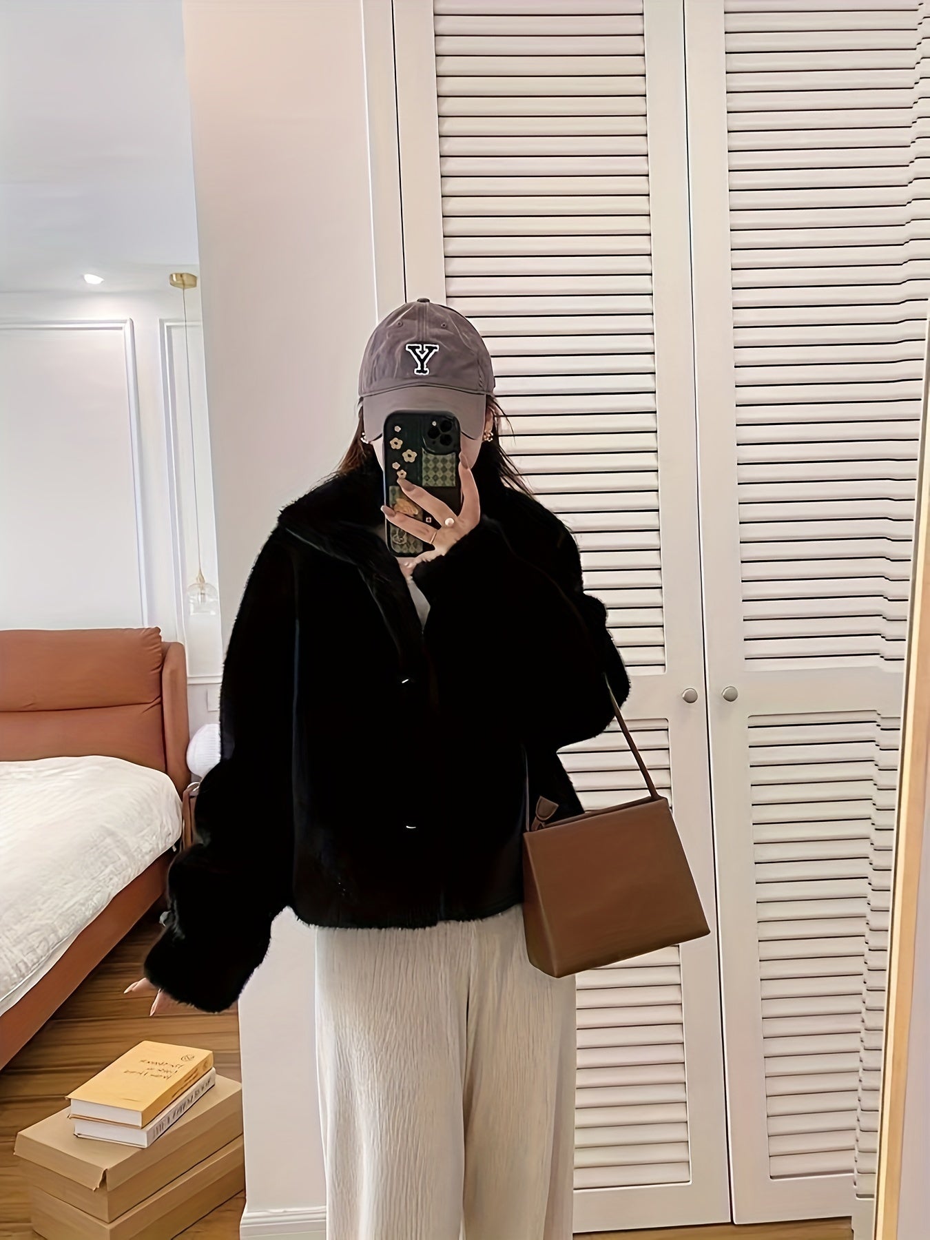 Women's Faux Fur Coat Long Sleeve Open Front Casual Winter Solid Color