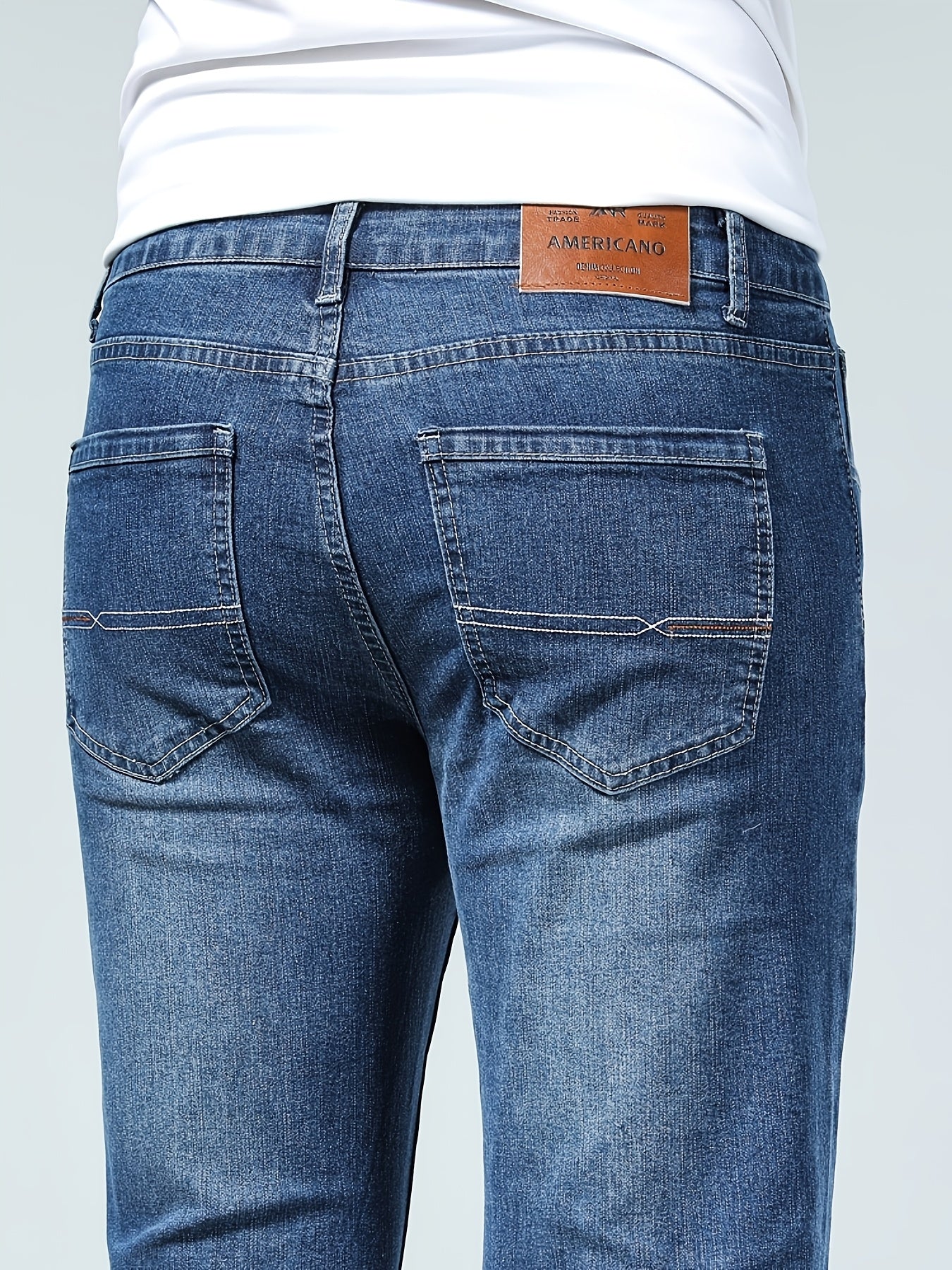 Мужские узкие прямые повседневные джинсы из высококачественного денима с небольшим растяжением