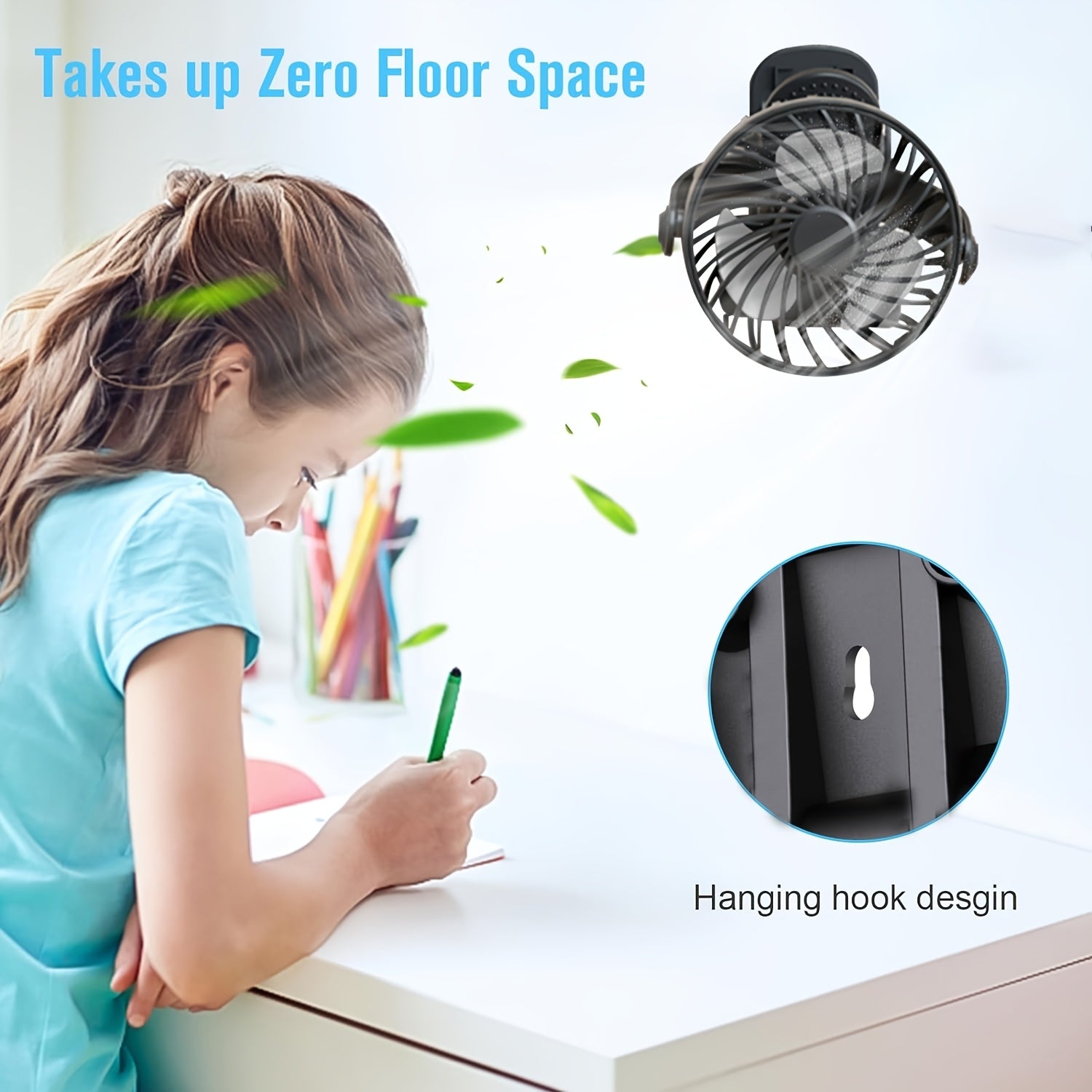 Portable Mini Clip Fan with 360° Rotation Rechargeable USB Desk Bedside Car Use