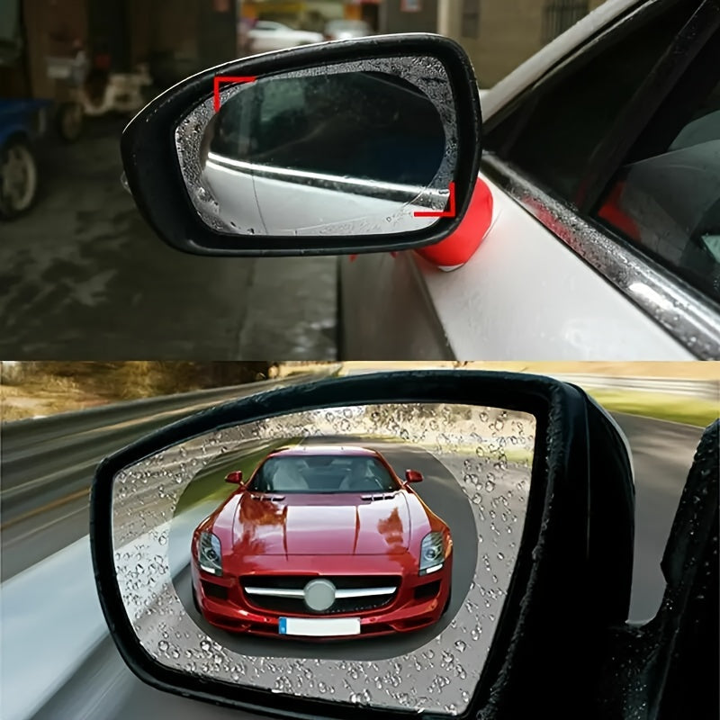 2 Packs Car Rearview Mirror Film Waterproof Anti-Fog Rainproof Transparent PET